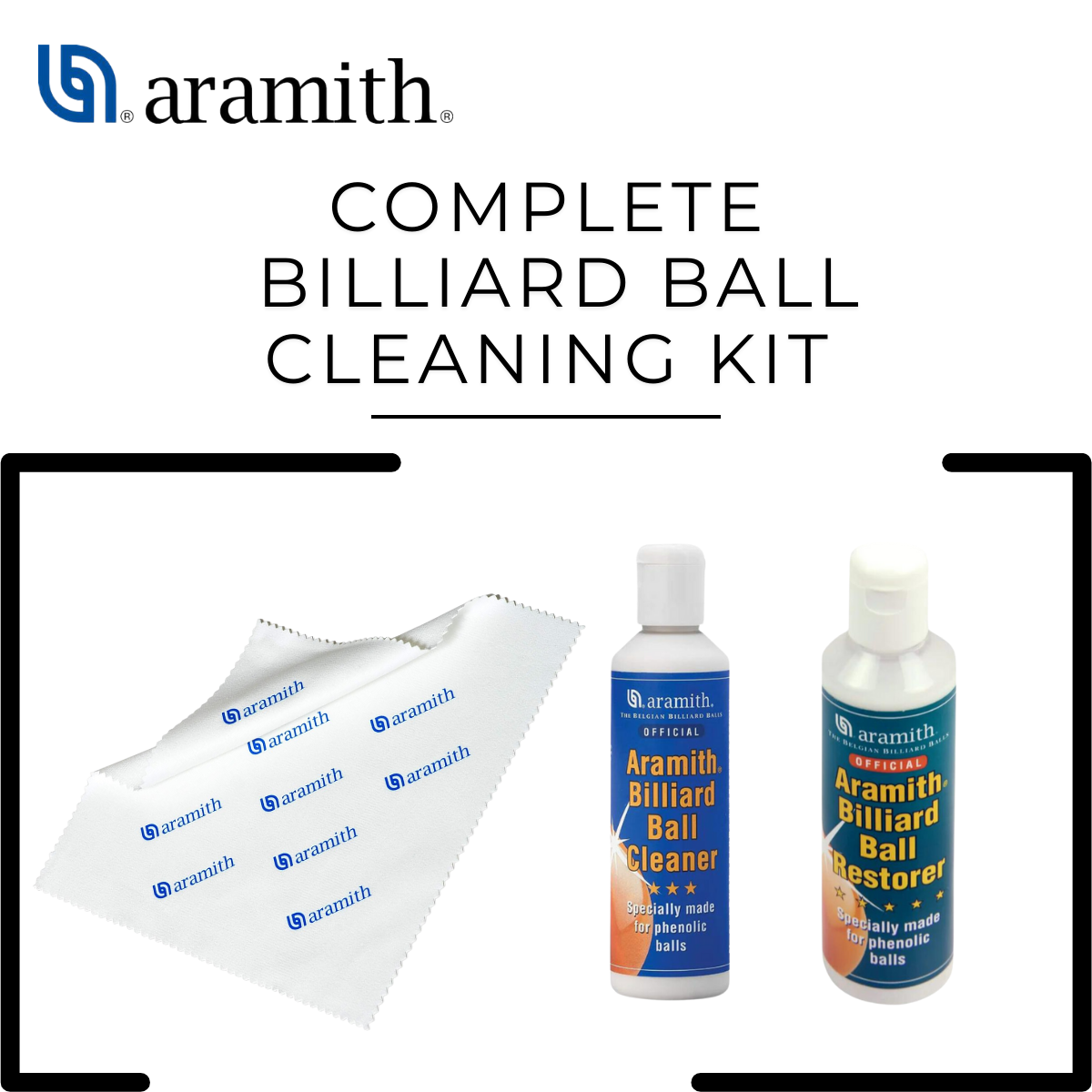 Aramith Complete Billiard Ball Cleaning Kit Cleaner Restorer & Cloth