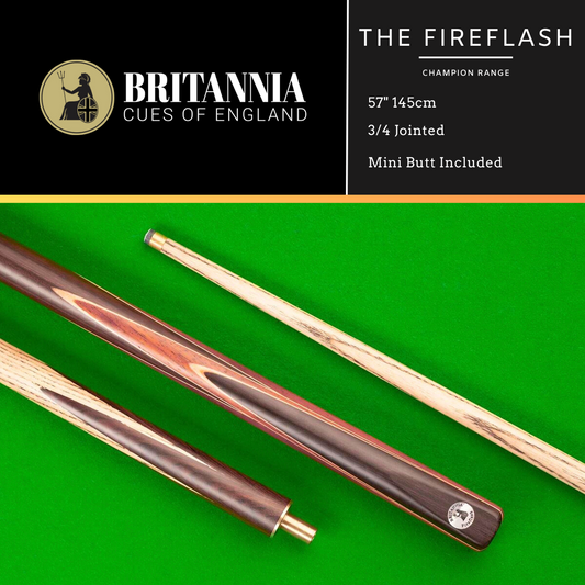 Britannia Snooker Cue 3/4 Jointed Champion Range FireFlash 57" 145cm