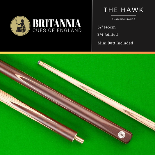 Britannia Snooker Cue 3/4 Jointed Champion Range Hawk 57" 145cm