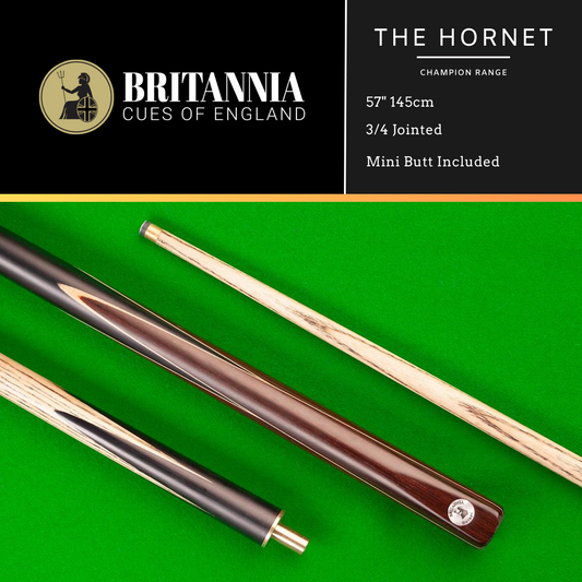 Britannia Snooker Cue 3/4 Jointed Champion Range Hornet 57" 145cm
