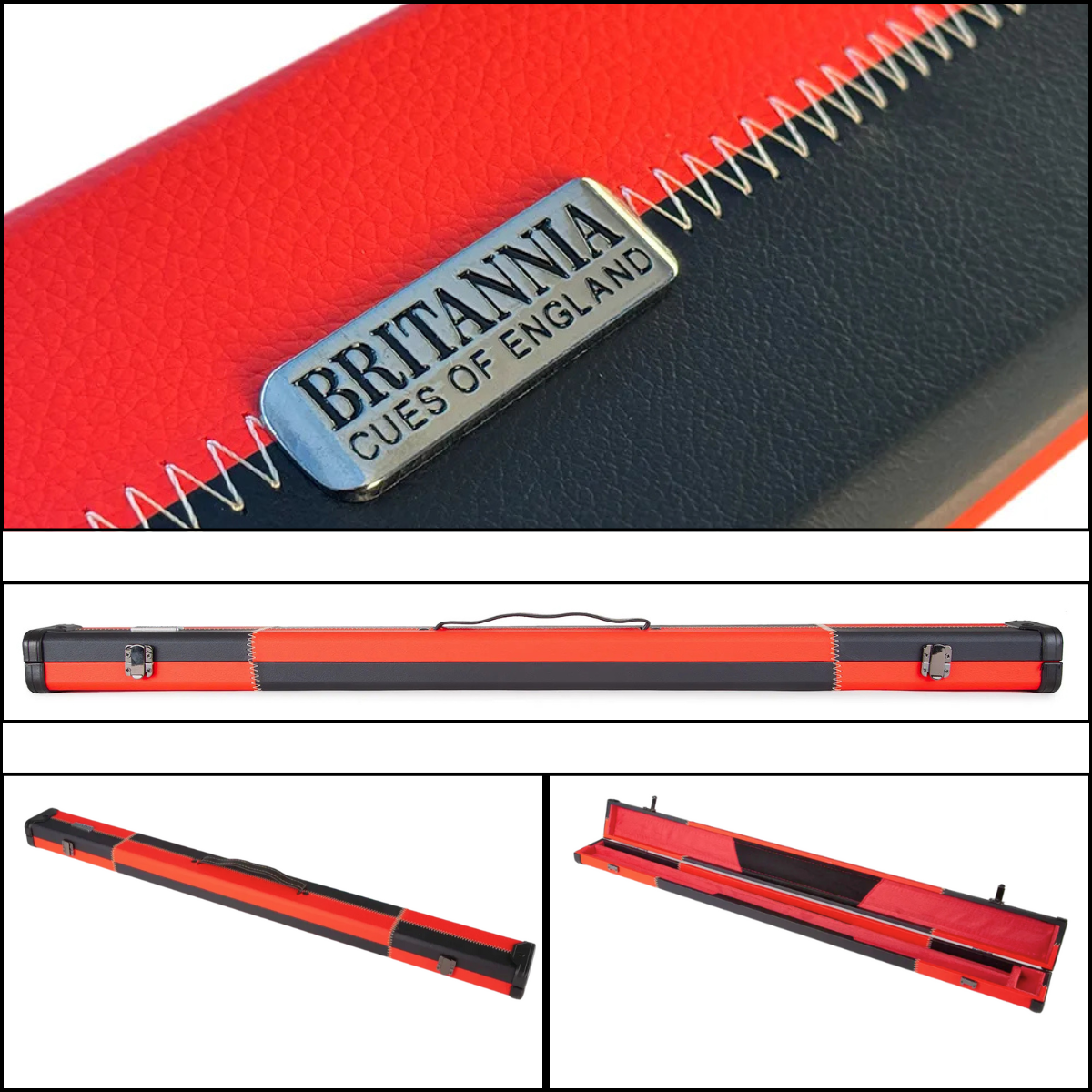 Britannia Snooker & Pool Hard Cue Case Centre Joint Black & Red Chequered - Holds 1 Cue