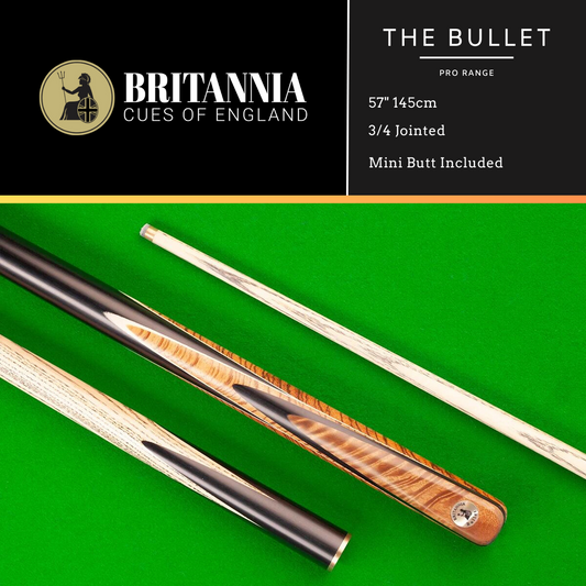 Britannia English Pool Cue 3/4 Jointed Pro Range Bullet 57" 145cm