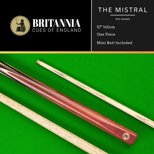 Britannia English Pool Cue 1 Piece Pro Range Mistral 57" 145cm
