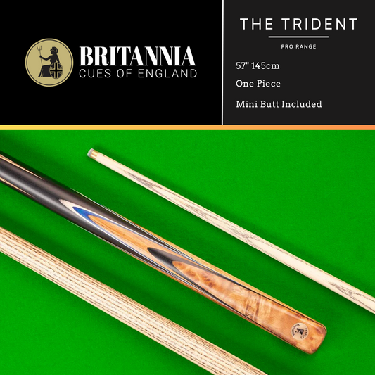 Britannia English Pool Cue 1 Piece Pro Range Trident 57" 145cm