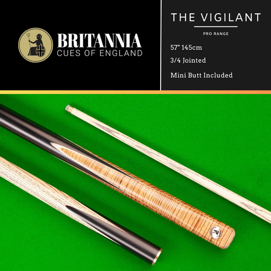 Britannia English Pool Cue 3/4 Jointed Pro Range Vigilant 57" 145cm