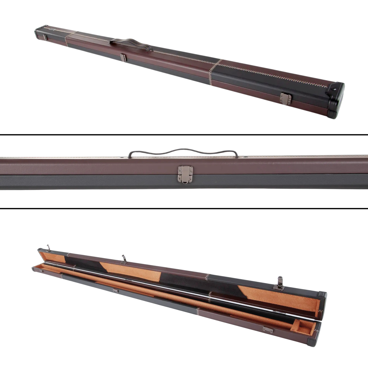 Britannia Snooker & Pool Hard Cue Case 3/4 Joint Black & Brown Chequered - Holds 1 Cue