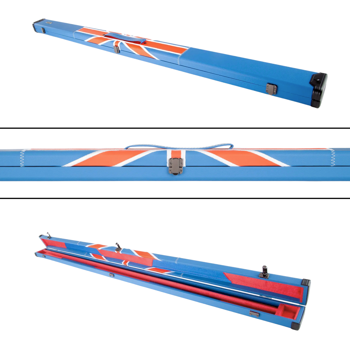 Britannia Snooker & Pool Hard Cue Case 3/4 Joint Blue Union Jack - Holds 1 Cue