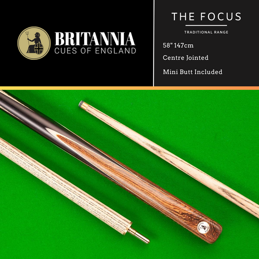 Britannia Snooker Cue Centre Jointed Traditional Range Focus 58" 147cm