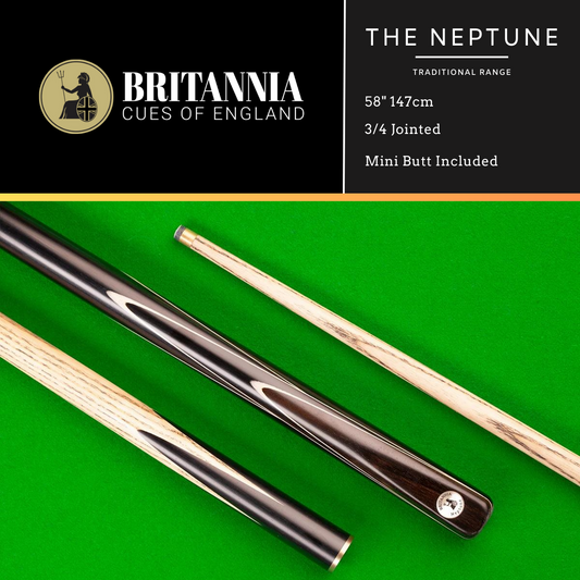 Britannia Snooker Cue 3/4 Jointed Traditional Range Neptune 58" 147cm