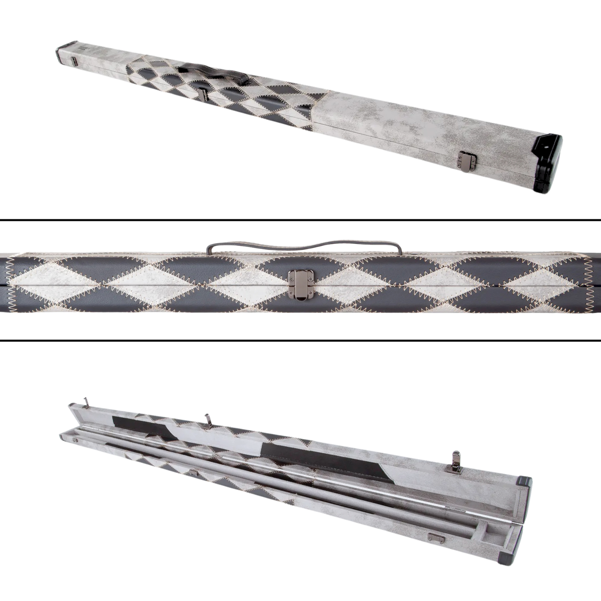 Britannia Snooker & Pool Hard Cue Case 3/4 Joint Grey & Black Diamond Chequered - Holds 1 Cue