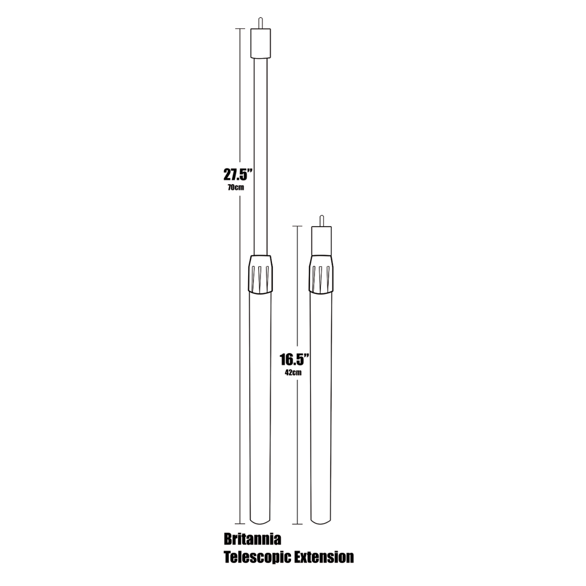 Britannia Cues Telescopic Extension Black Screw Fit 17.5" 42cm