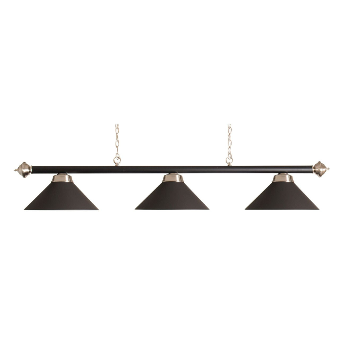 Pool Table Lighting 3 Shades & Bar Matt Black