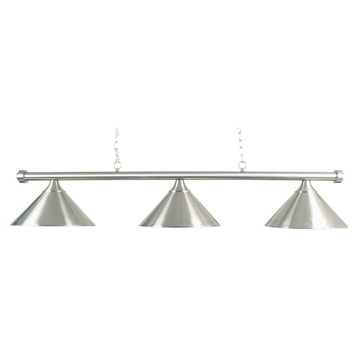 Pool Table Lighting 3 Shades & Bar Brushed Steel