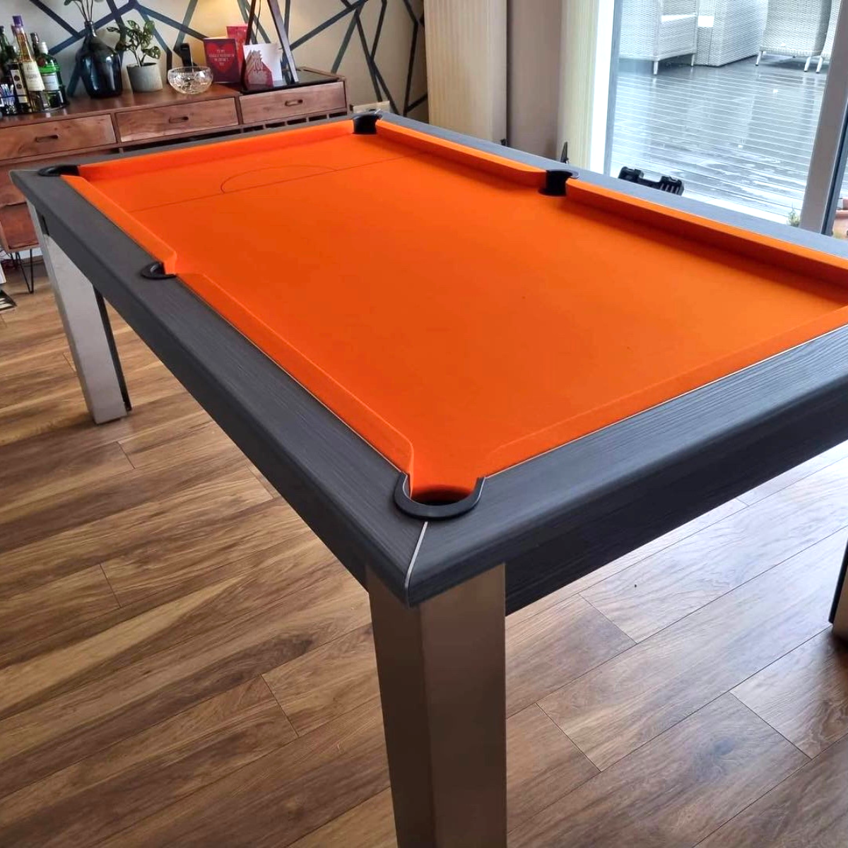 The Elixir 6ft & 7ft British Pool Table W/Dining Top Metallic Graphite