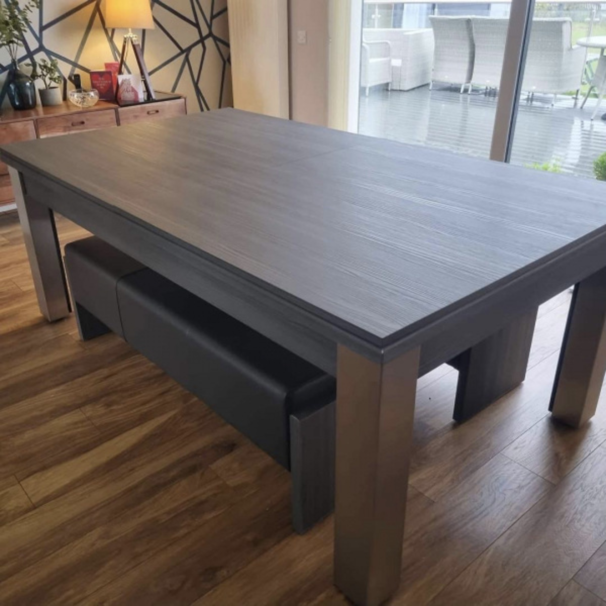 The Elixir 6ft & 7ft British Pool Table W/Dining Top Metallic Graphite