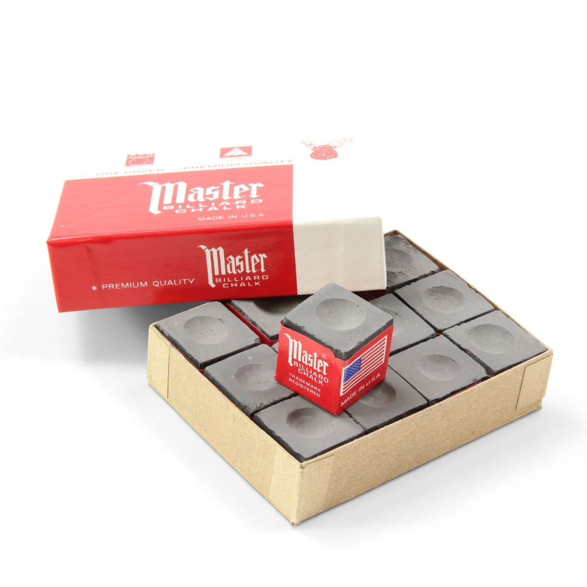 Master Snooker & Pool Cue Chalk 3pc Or 12pc Box Multiple Colours