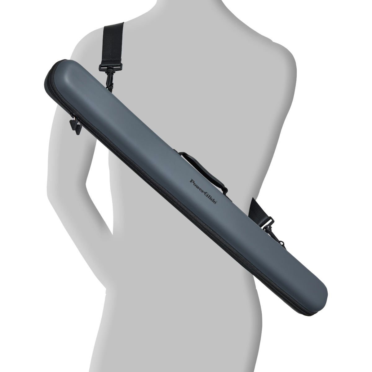 PowerGlide Snooker & Pool Cue Case Svartur Met Grey Centre Joint - Holds 1 Cue