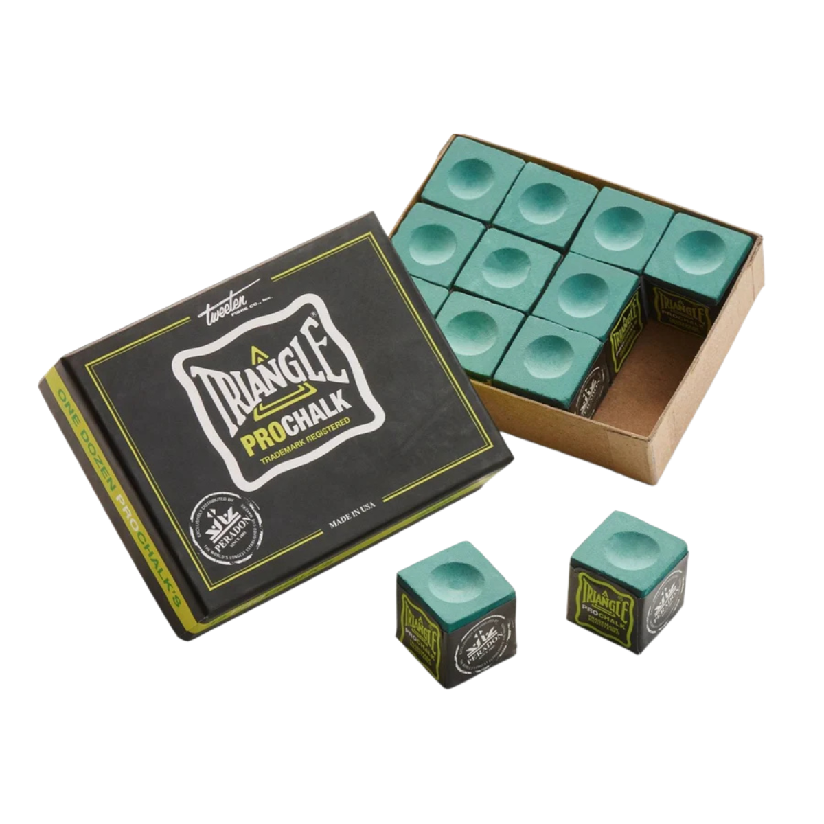 Triangle Pro High Performance Snooker & Pool Cue Chalk 3pc Or 12pc Box Green