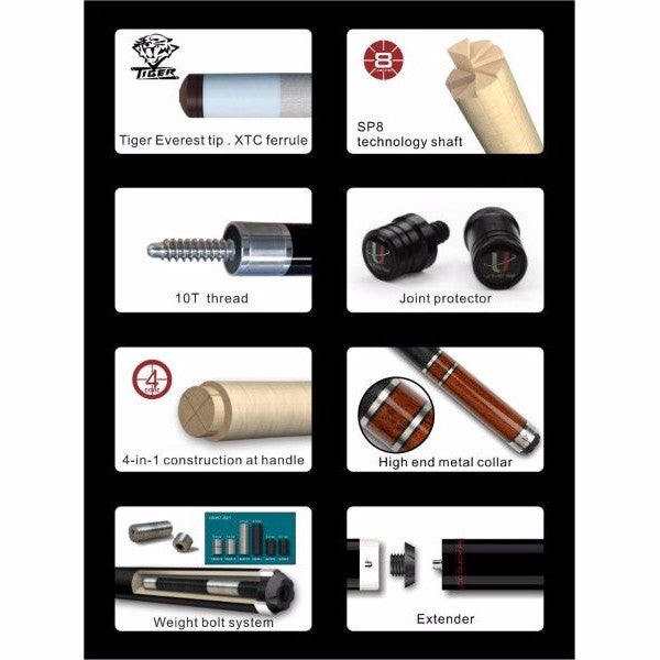 Universal Souquet Series 114 No.4 Curly Maple American Pool Cue 147cm