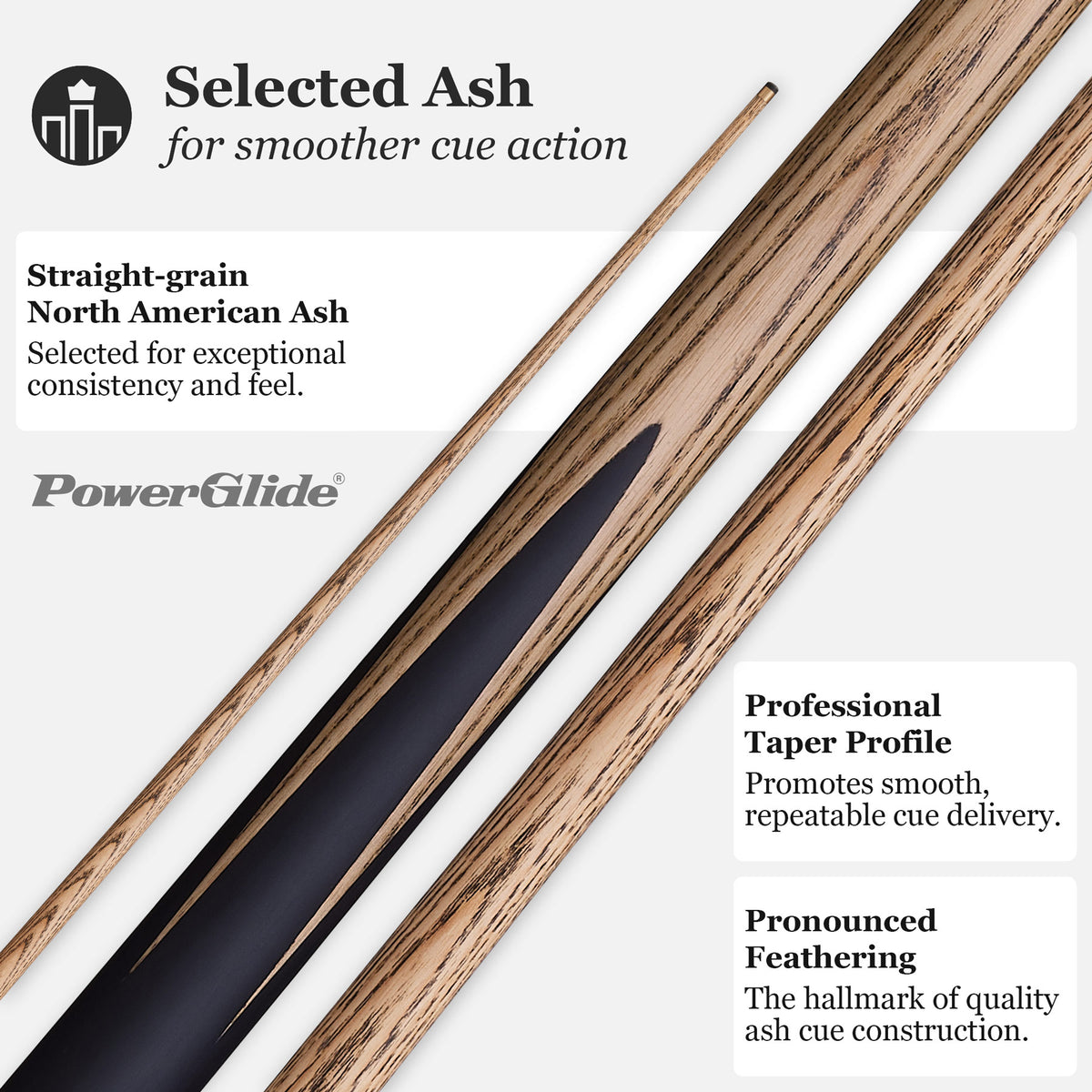 PowerGlide Snooker & Pool Cue 3/4 Jointed Sierra 57" 145cm