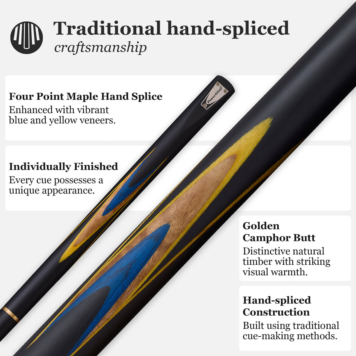 PowerGlide Snooker & Pool Cue 3/4 Jointed Creo 57" 145cm