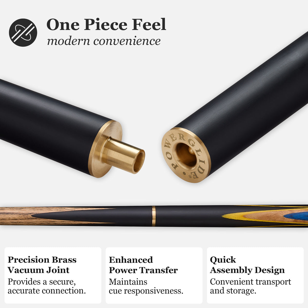 PowerGlide Snooker & Pool Cue 3/4 Jointed Creo 57" 145cm