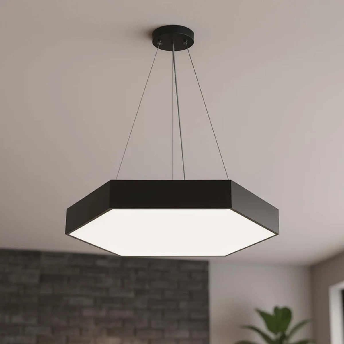 6ft Pool Table Light LED Hexagon Pendant Black