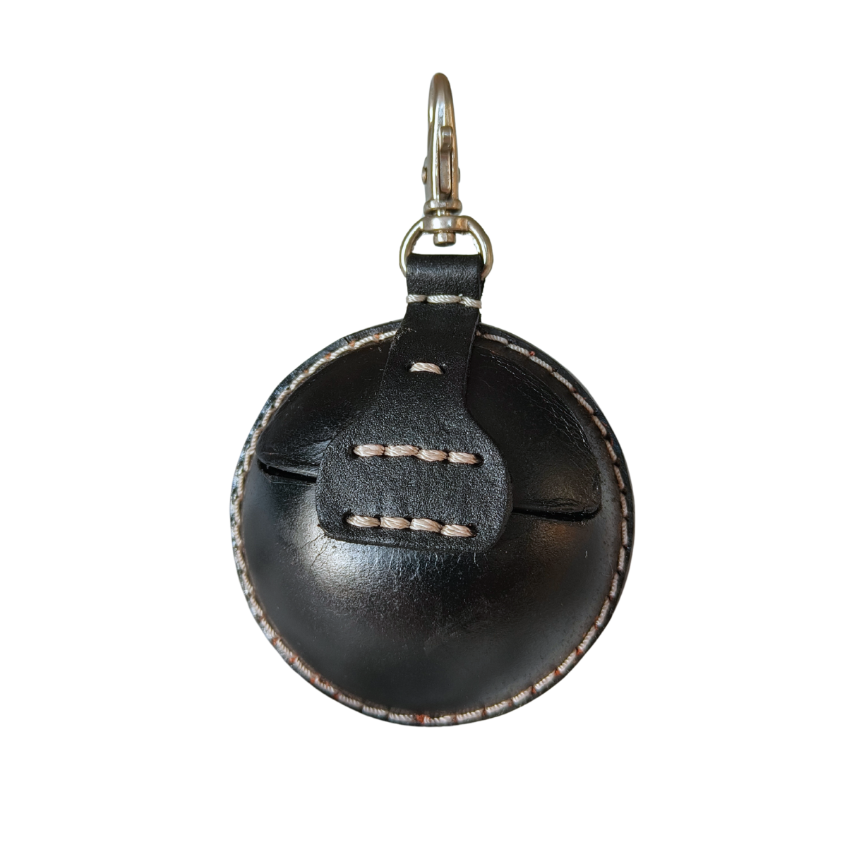 8-Ball Chalk Holder Keyring Real Leather Black