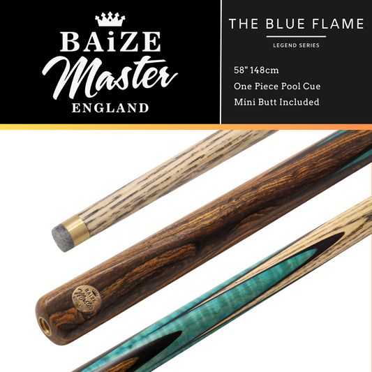 Baize Master One Piece Blue Flame Snooker Cue 58" 148cm