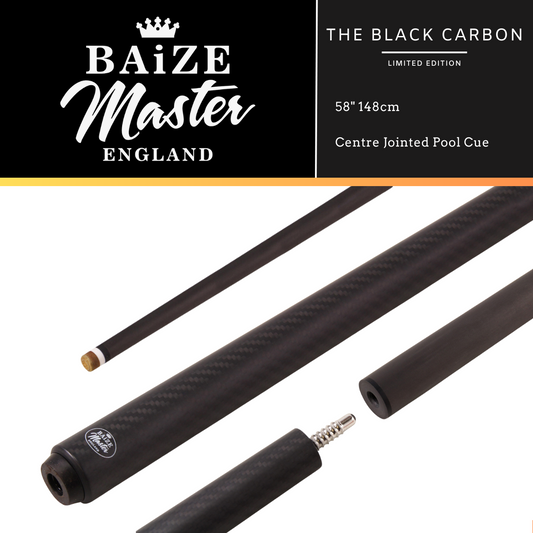 Baize Master Centre Jointed Black Carbon British Pool Cue