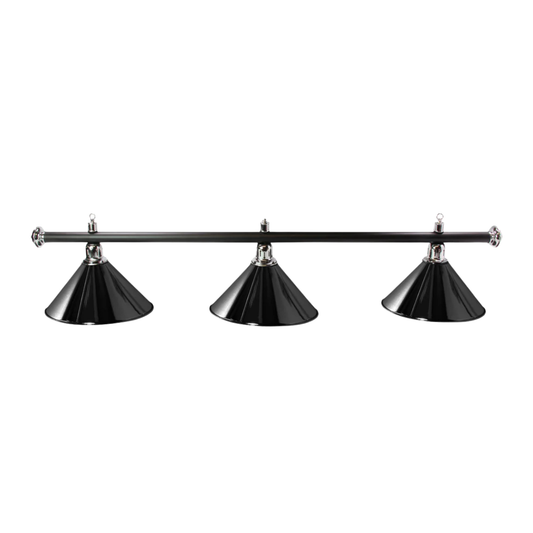 Pool Table Lighting 3 Black Shades & Black Bar