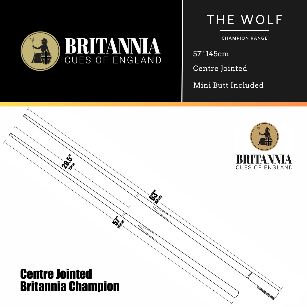 Britannia Centre Jointed Wolf Champion Snooker Cue