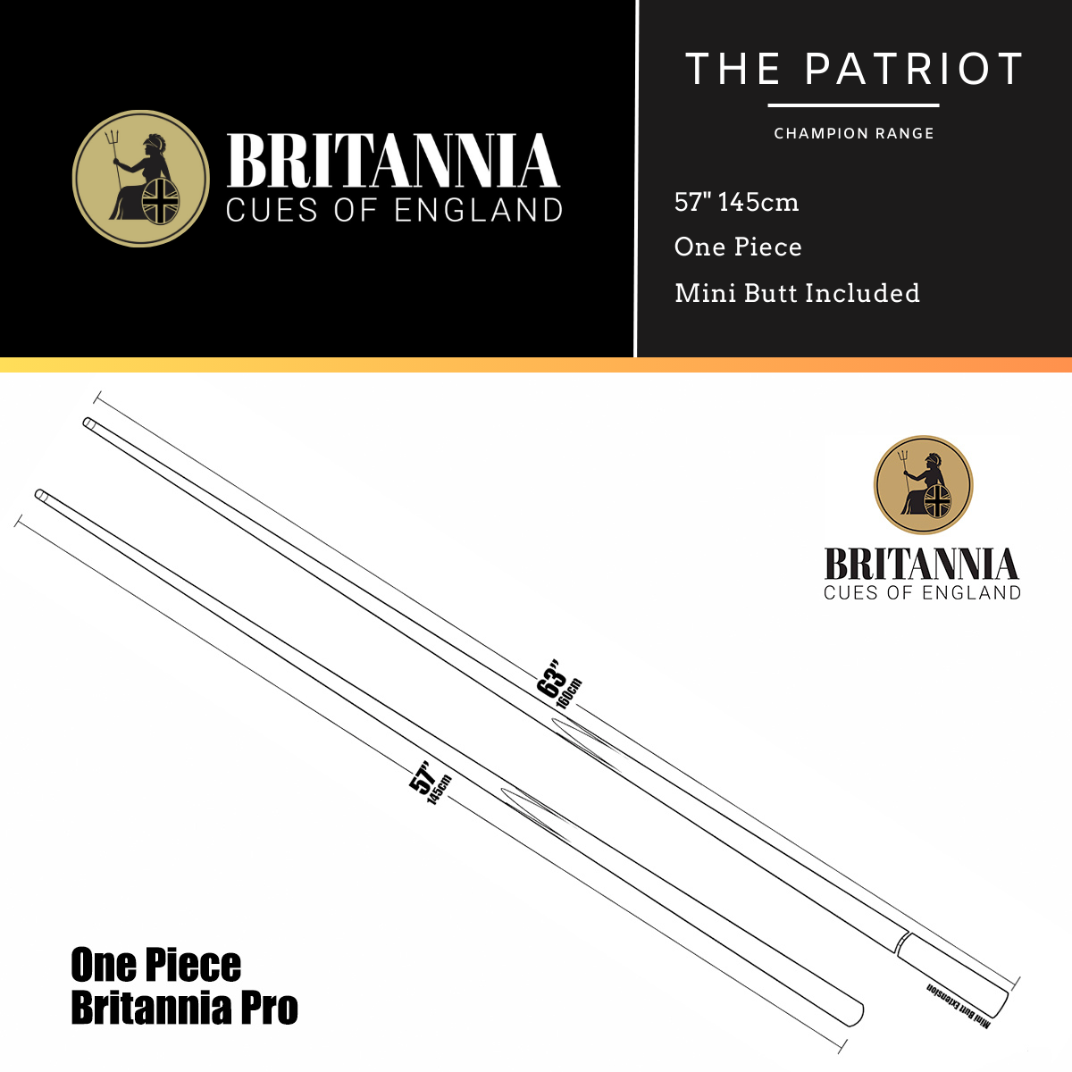 Britannia One Piece Patriot Champion Snooker Cue