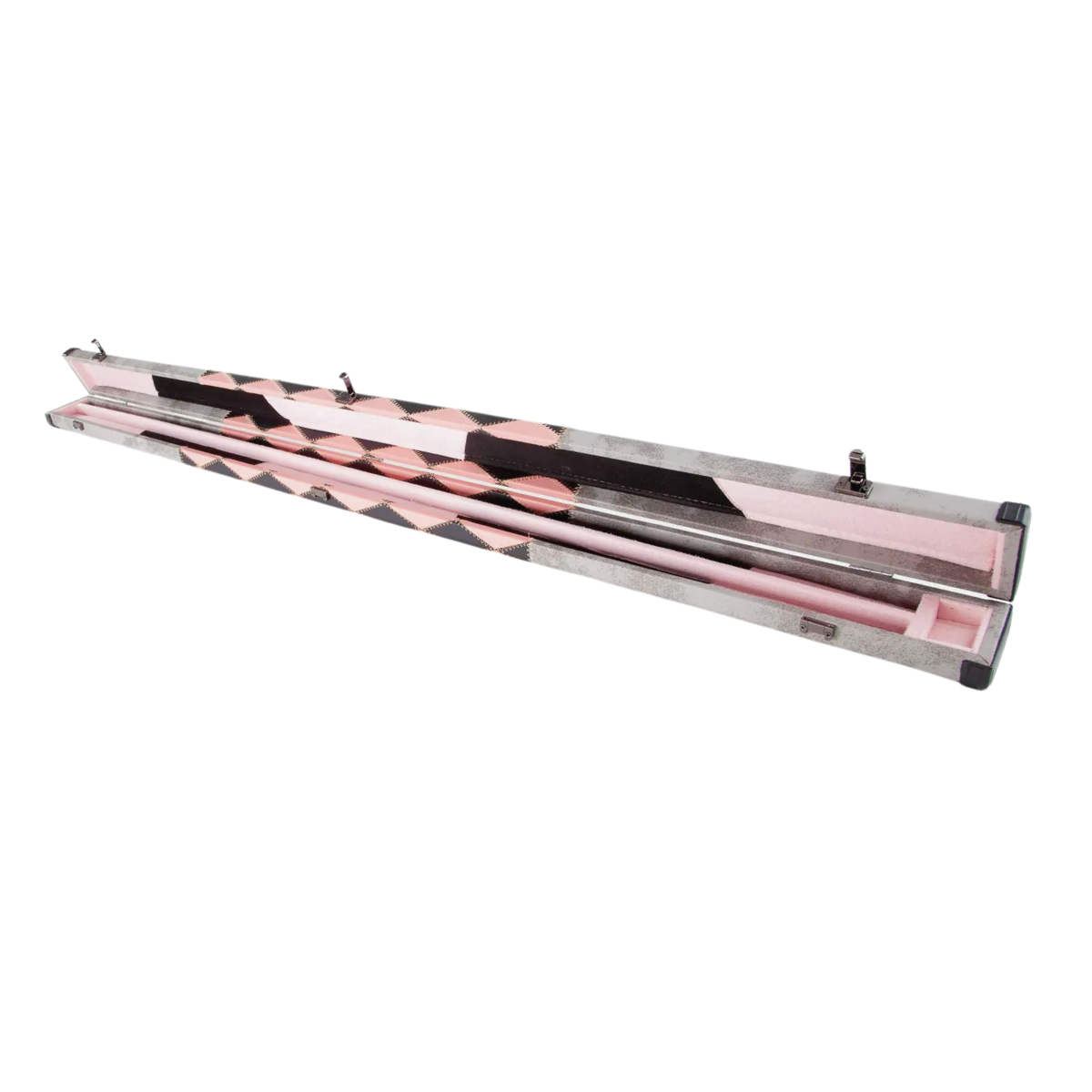 Britannia Snooker & Pool Hard Cue Case 3/4 Joint Black & Pink Diamond Chequered - Holds 1 Cue