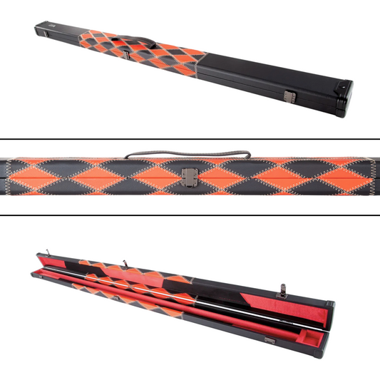 Britannia Snooker & Pool Hard Cue Case 3/4 Joint Red & Black Diamond Chequered - Holds 1 Cue