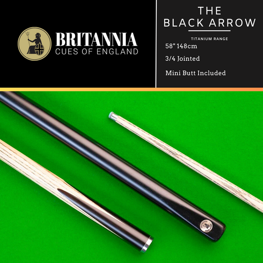 Britannia 3/4 Jointed Black Arrow Titanium Snooker Cue