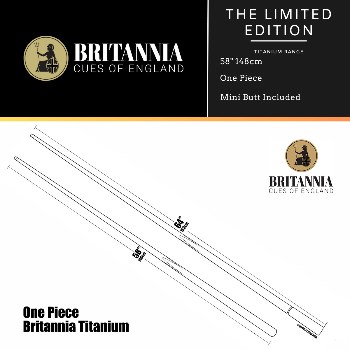 Britannia One Piece Limited Edition Titanium Snooker Cue