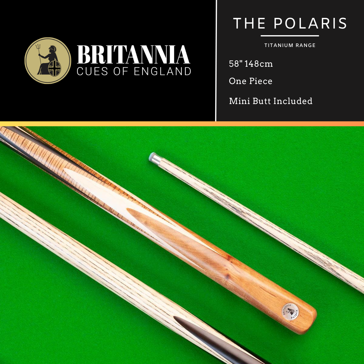 Britannia One Piece Polaris Titanium Snooker Cue