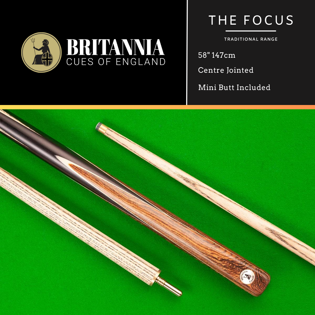 Britannia Centre Jointed Focus Traditional Snooker Cue