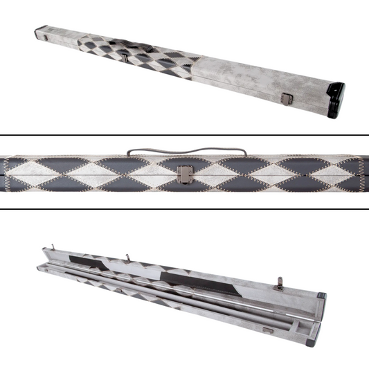 Britannia Snooker & Pool Hard Cue Case 3/4 Joint Grey & Black Diamond Chequered - Holds 1 Cue