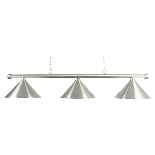 Pool Table Lighting Triple Shade Brushed Steel