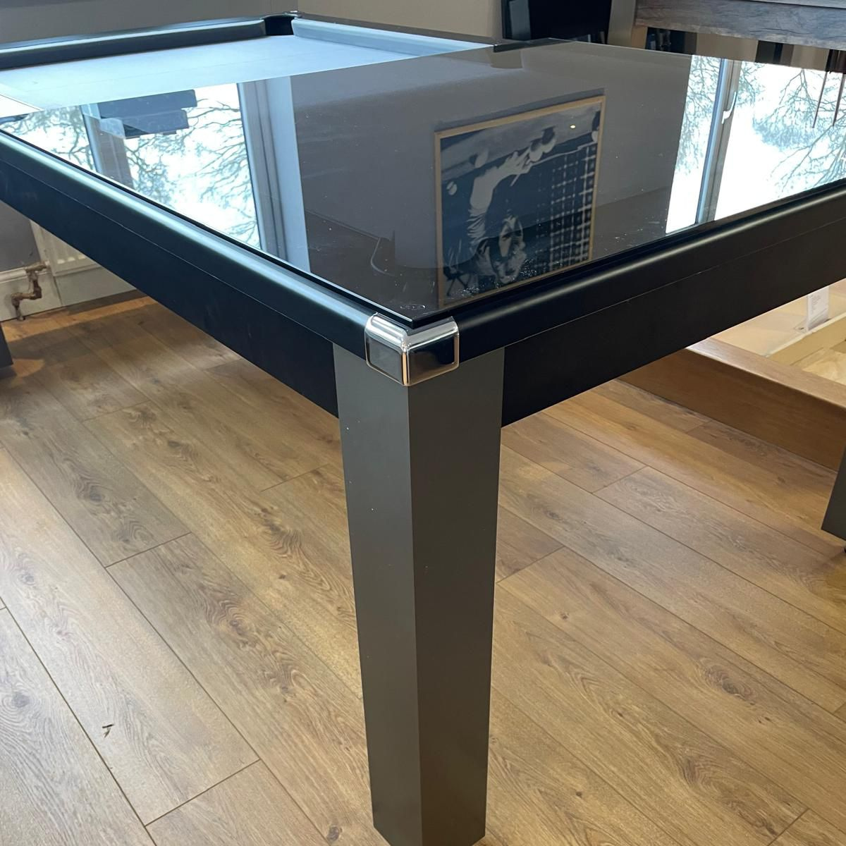Cry Wolf Outdoor English Pool Table With Tinted Glass Dining Top Alfresco Grey 6ft Or 7ft