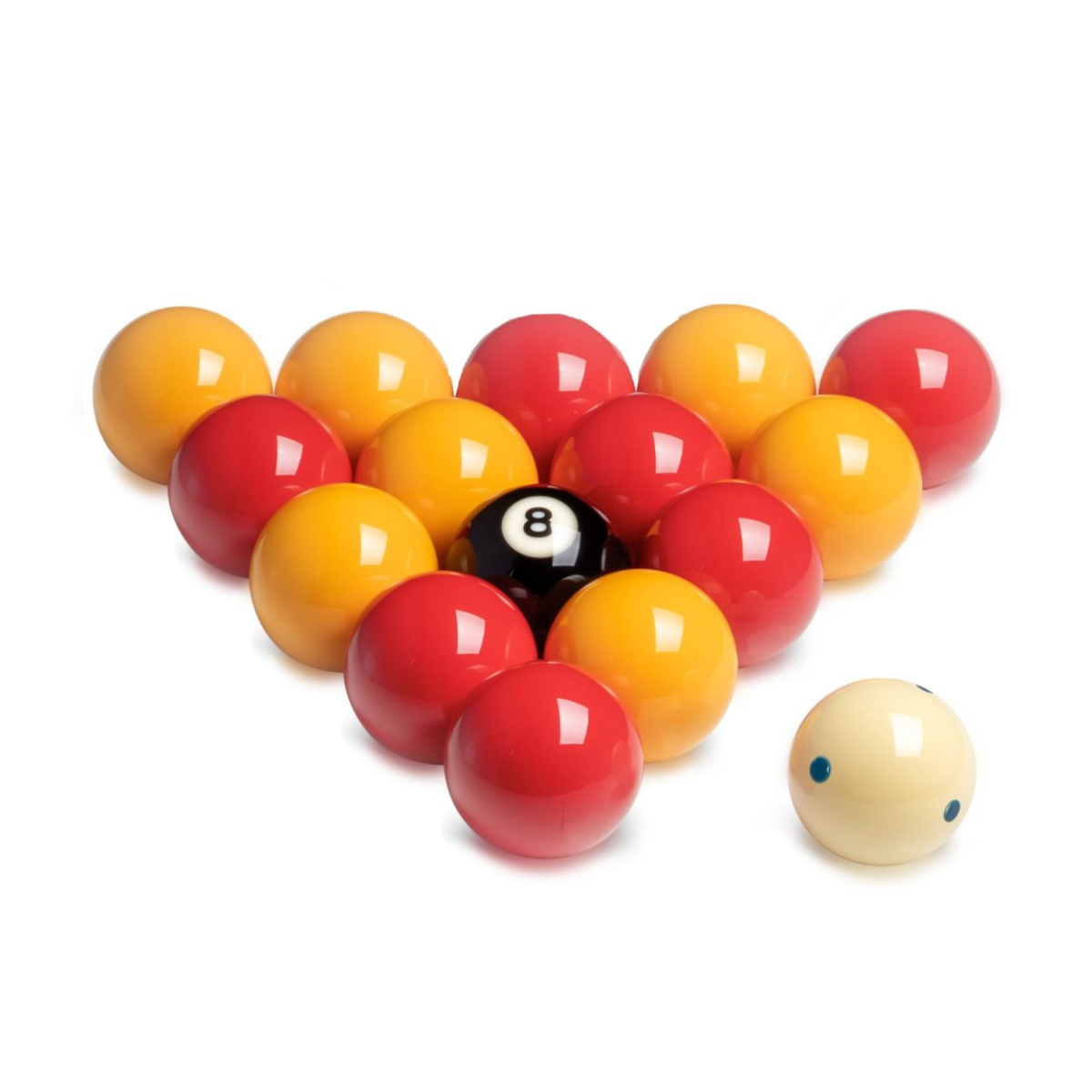 Dynaspheres English Pool Ball Set Gold Red & Yellow 2" 50.8mm