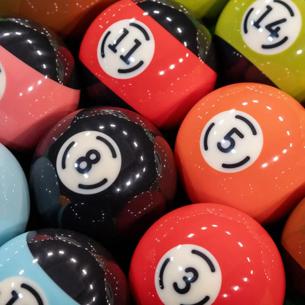 Dynaspheres American Pool Ball Set Carbon Spots & Stripes 2 1/4" 57.2mm