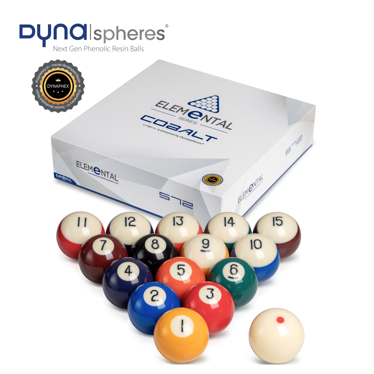 Dynaspheres American Pool Ball Set Cobalt Spots & Stripes 2 1/4" 57.2mm