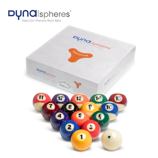 Dynaspheres American Pool Ball Set Vanadium Spots & Stripes 2 1/4" 57.2mm