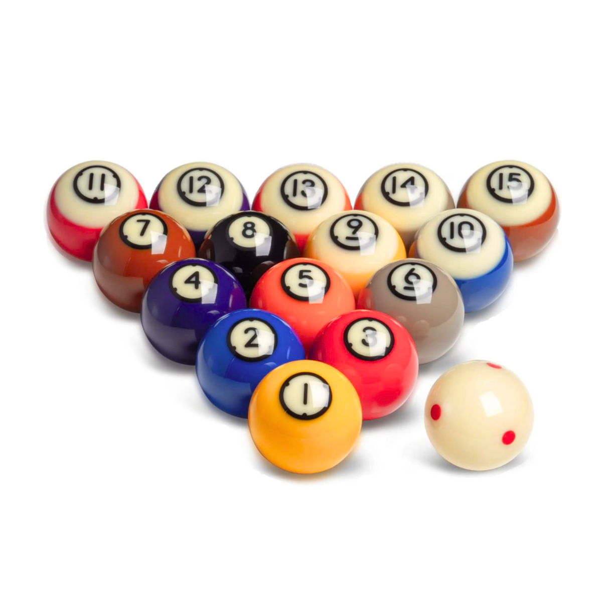 Dynaspheres English Pool Ball Set Rhodium Spots & Stripes 2" 50.8mm
