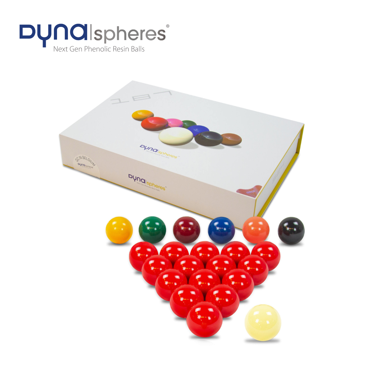Dynaspheres Snooker Ball Set Gold 524 Range 2 1/16" 52.4mm