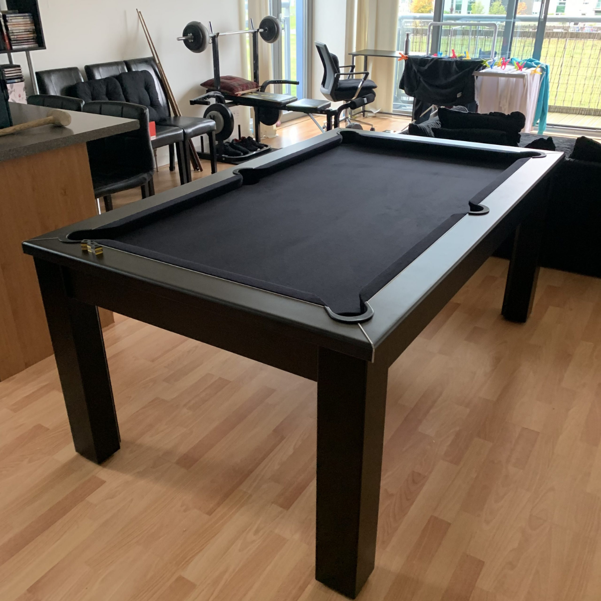 The Elixir 6ft & 7ft British Pool Table W/Dining Top Shadow Black