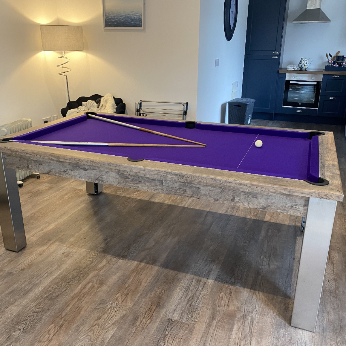 The Elixir 6ft & 7ft British Pool Table W/Dining Top Distressed Oak